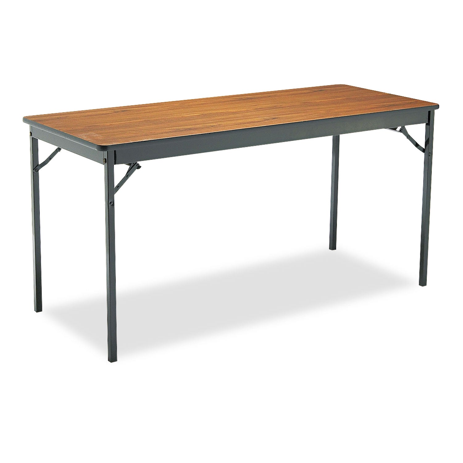Special Size Folding Table, Rectangular, 60w x 24d x 30h, Walnut/Black - 