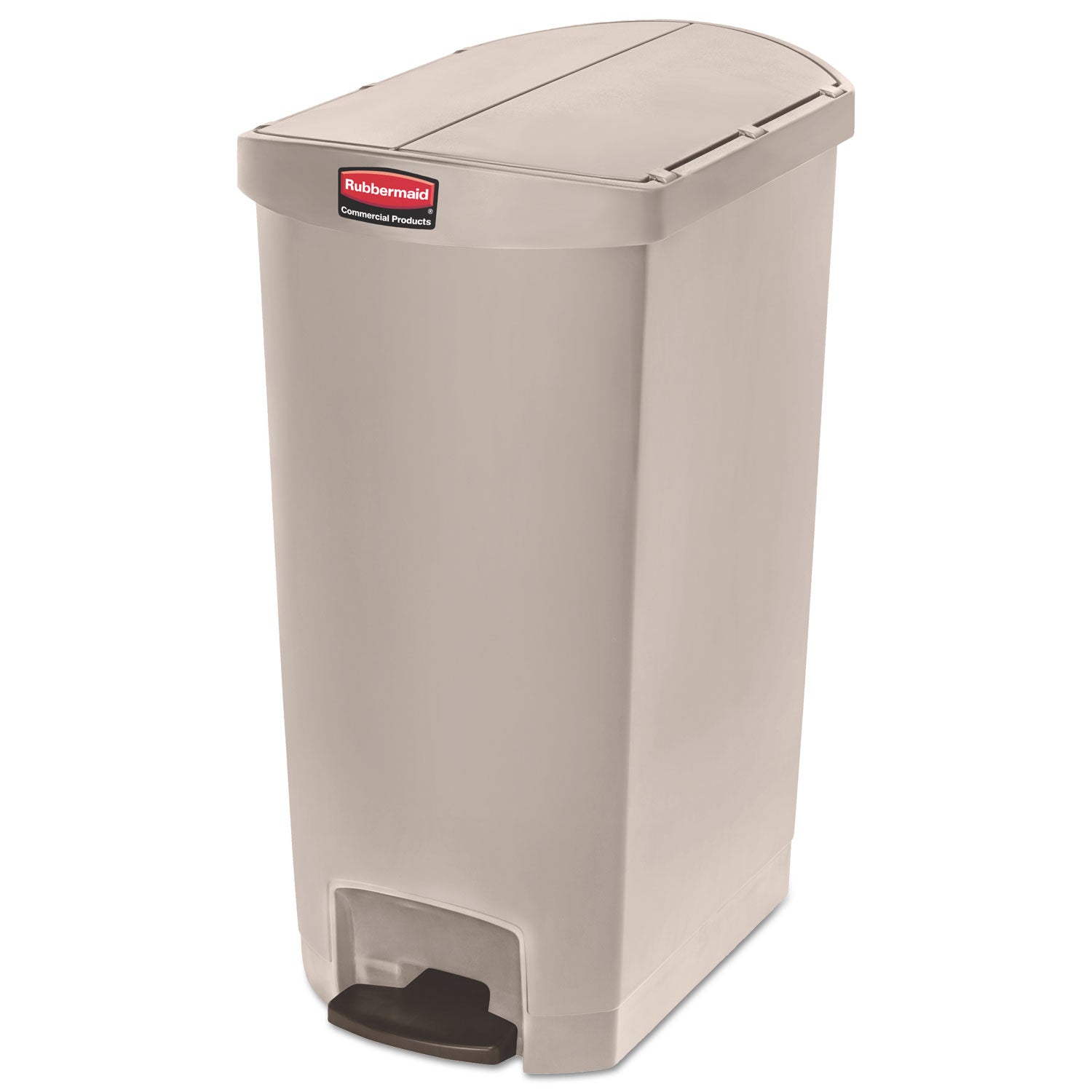 Rubbermaid Commercial Slim Jim 18G End Step Container - 18 gal Capacity - 30.8" Height x 14.7" Width - Resin, Poly, Plastic - Beige - 1 Each