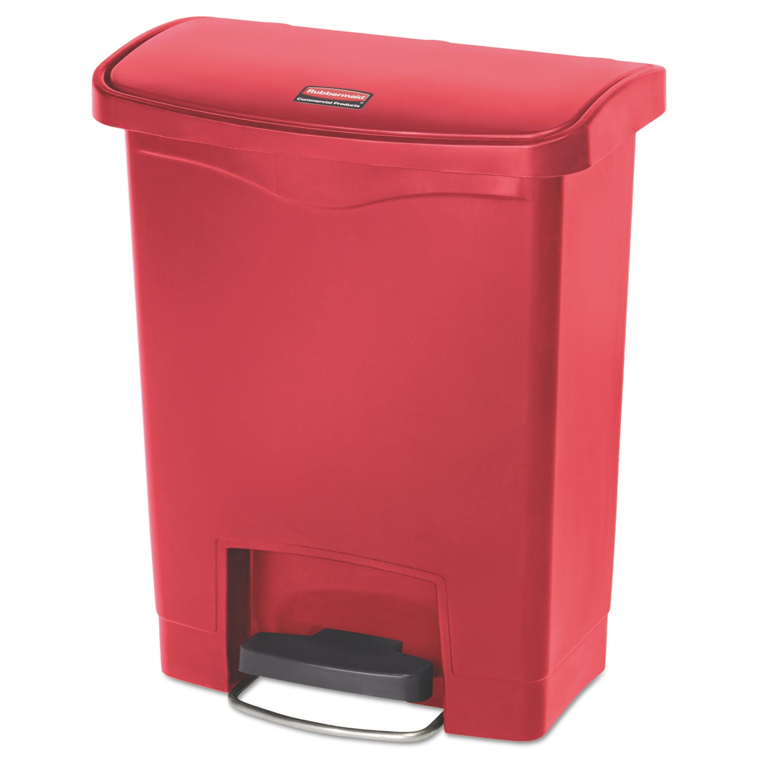 Streamline Resin Step-On Container, Front Step Style, 8 gal, Polyethylene, Red - 1