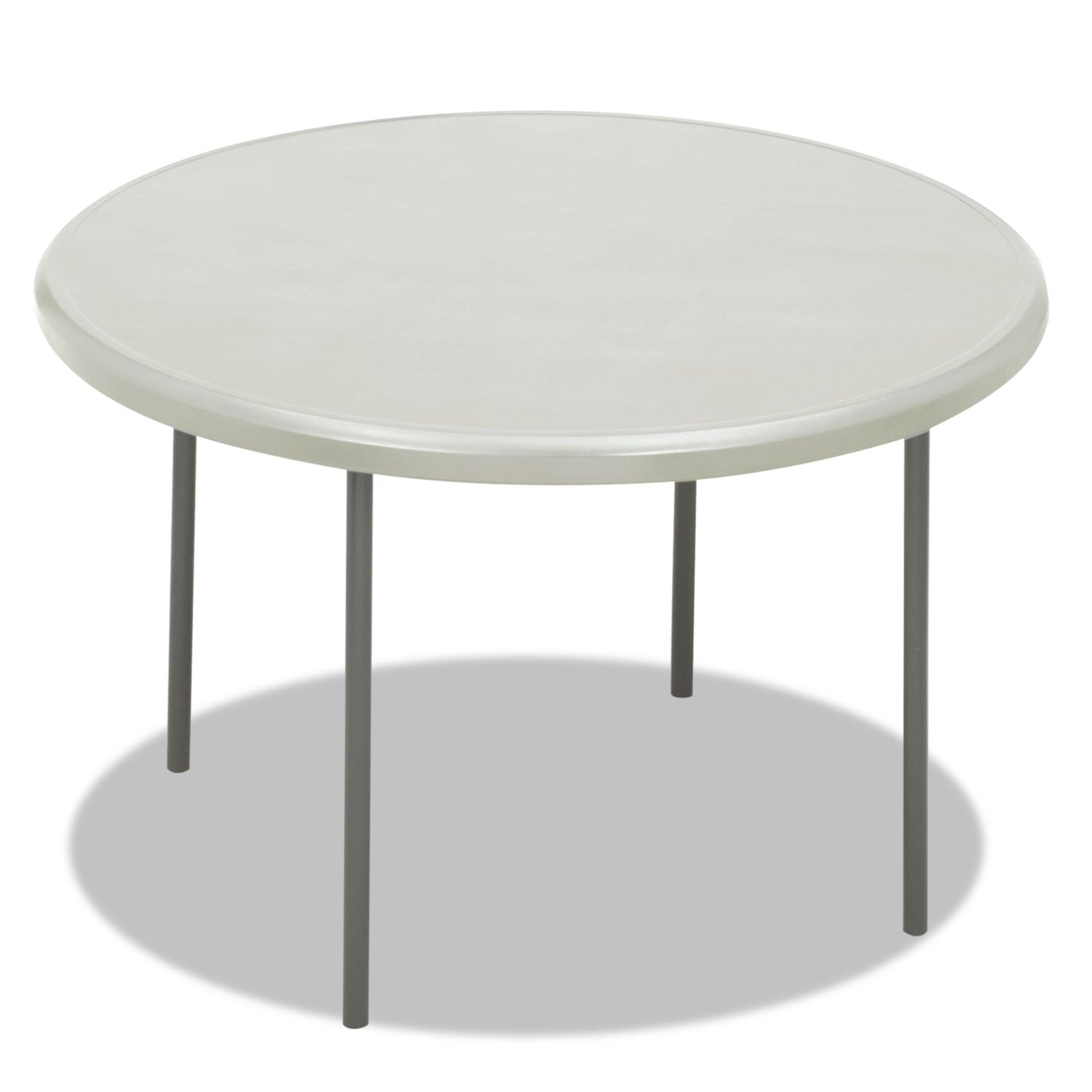 IndestrucTable Classic Folding Table, Round, 48" x 29", Platinum - 
