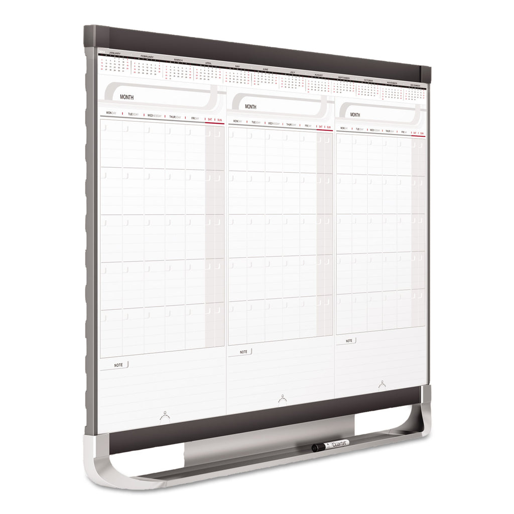 Prestige 2 Total Erase Three-Month Calendar, 36 x 24, White Surface, Graphite Fiberboard/Plastic Frame - 