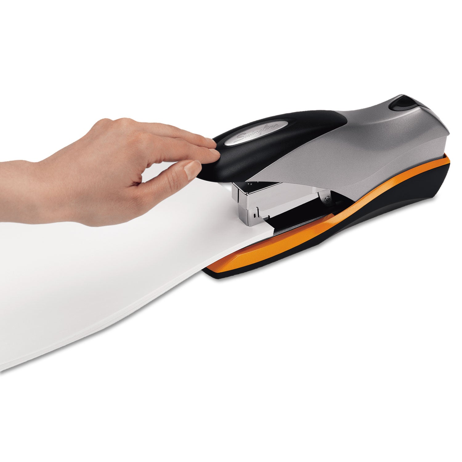 Optima 70 Desktop Stapler, 70-Sheet Capacity, Silver/Black/Orange
