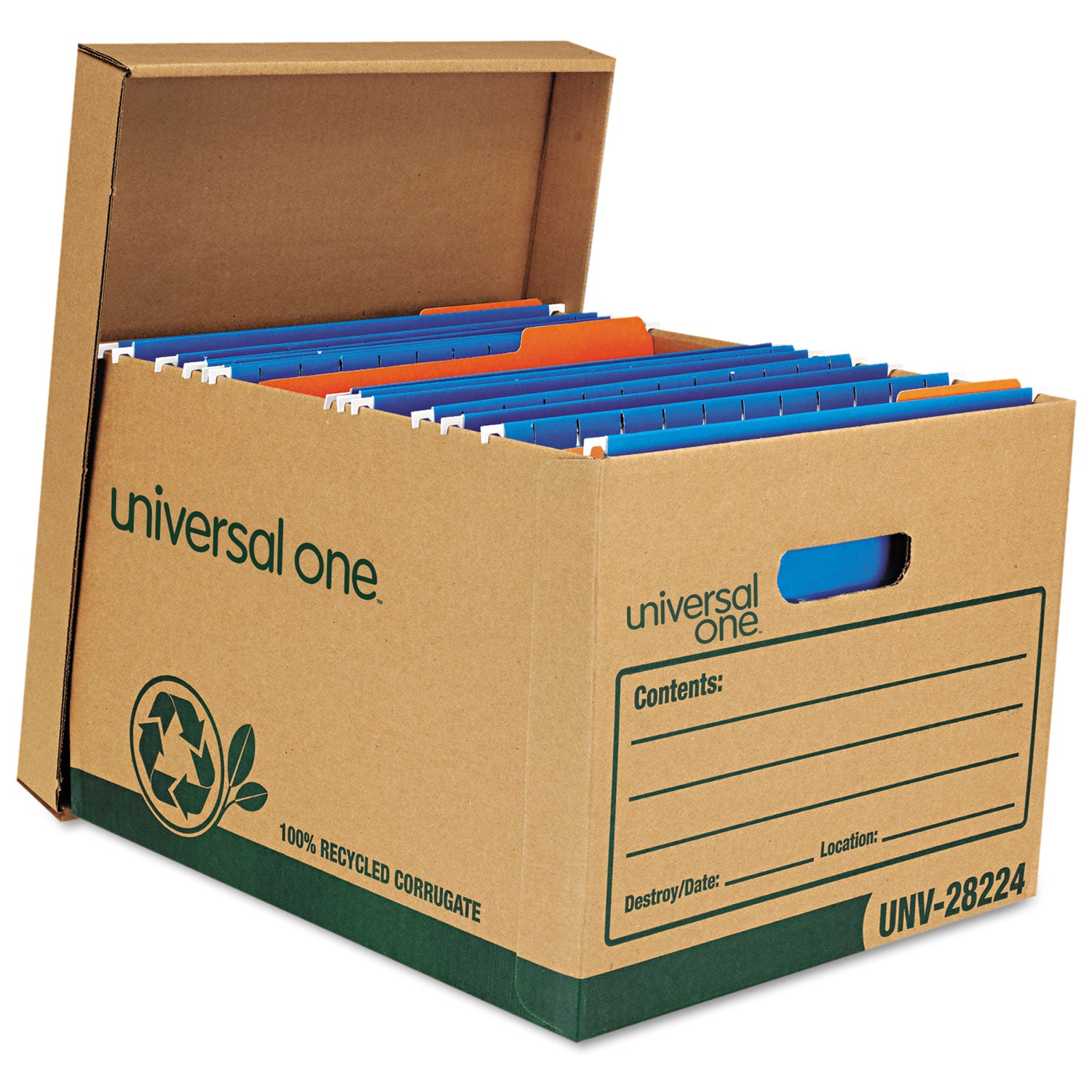 Recycled Heavy-Duty Record Storage Box, Letter/Legal Files, Kraft/Green, 12/Carton - 