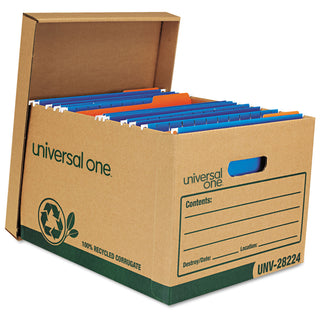 Recycled Heavy-Duty Record Storage Box, Letter/Legal Files, Kraft/Green, 12/Carton - 