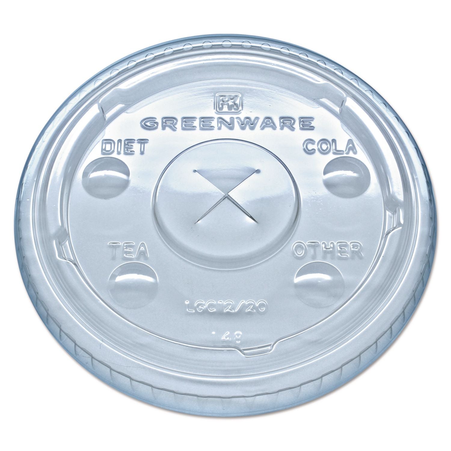 Greenware Cold Drink Lids, Fits 9 oz Old Fashioned Cups, 12 oz Squat Cups, 20 oz Cups Clear, 1,000/Carton