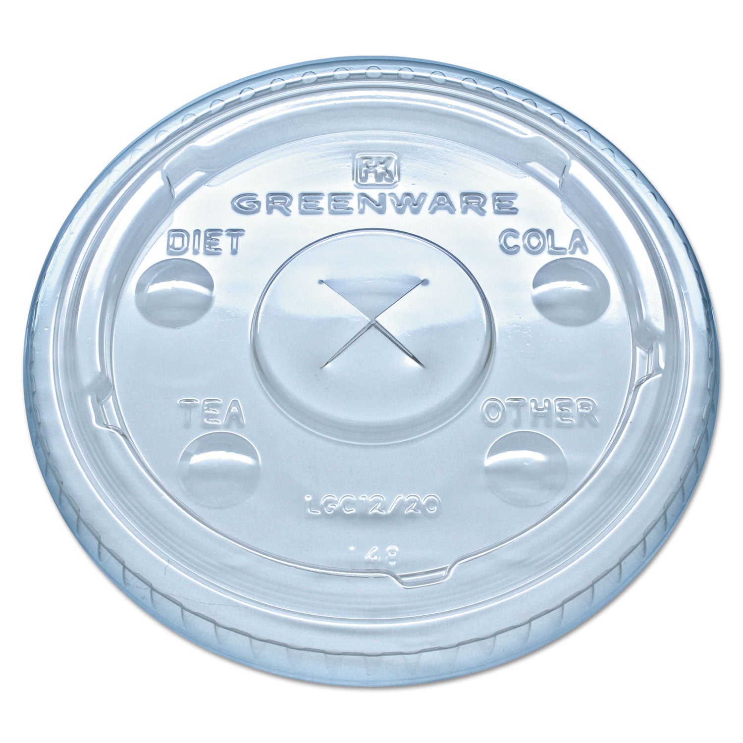 Greenware Cold Drink Lids, Fits 9 oz Old Fashioned Cups, 12 oz Squat Cups, 20 oz Cups Clear, 1,000/Carton - 