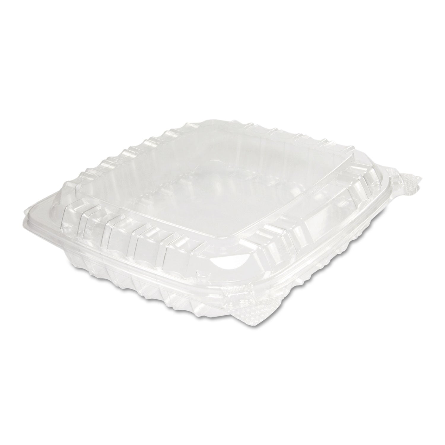 ClearSeal Hinged-Lid Plastic Containers, 8.31 x 8.31 x 2, Clear, Plastic, 125/Bag, 2 Bags/Carton - 