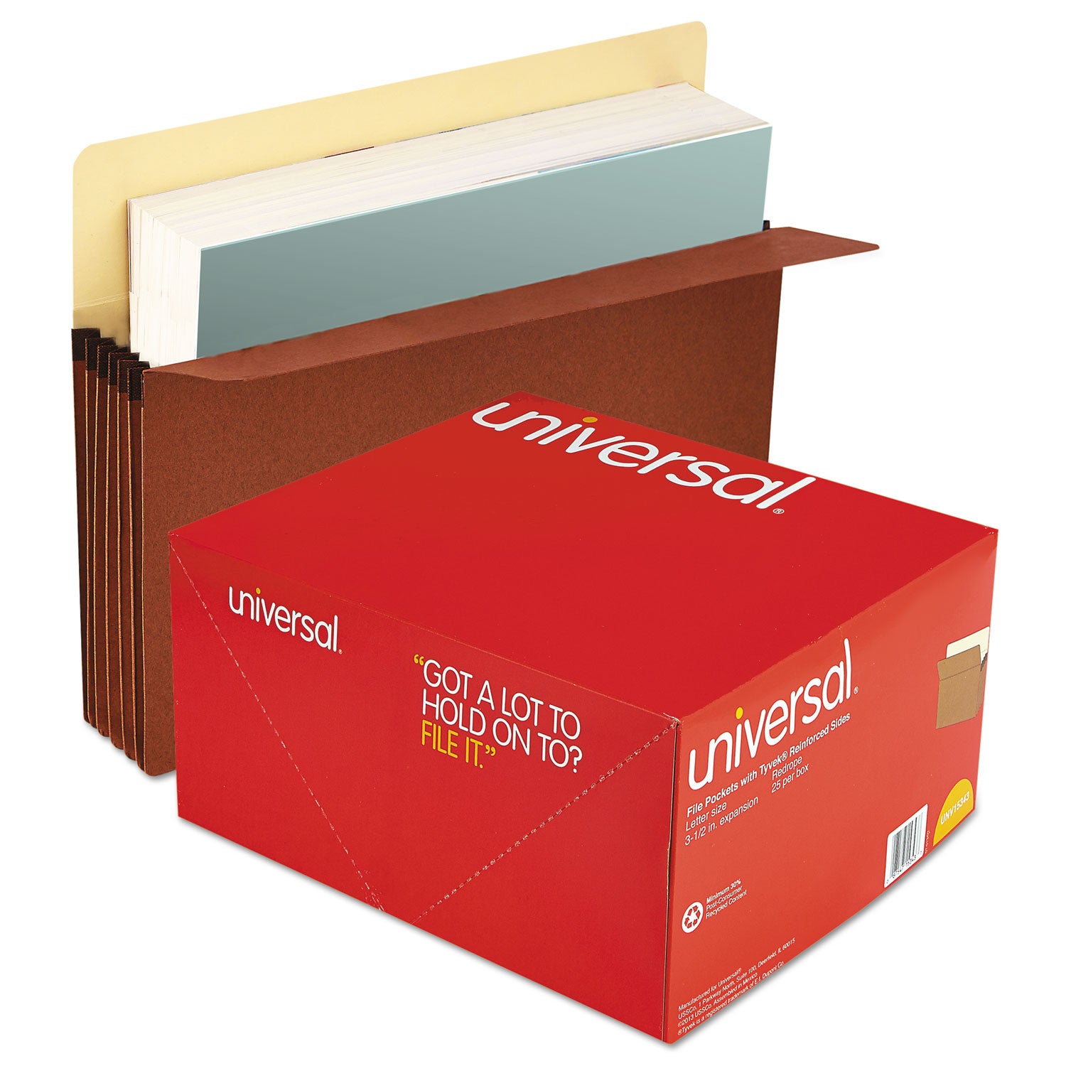 Redrope Expanding File Pockets, 3.5" Expansion, Letter Size, Redrope, 25/Box - 