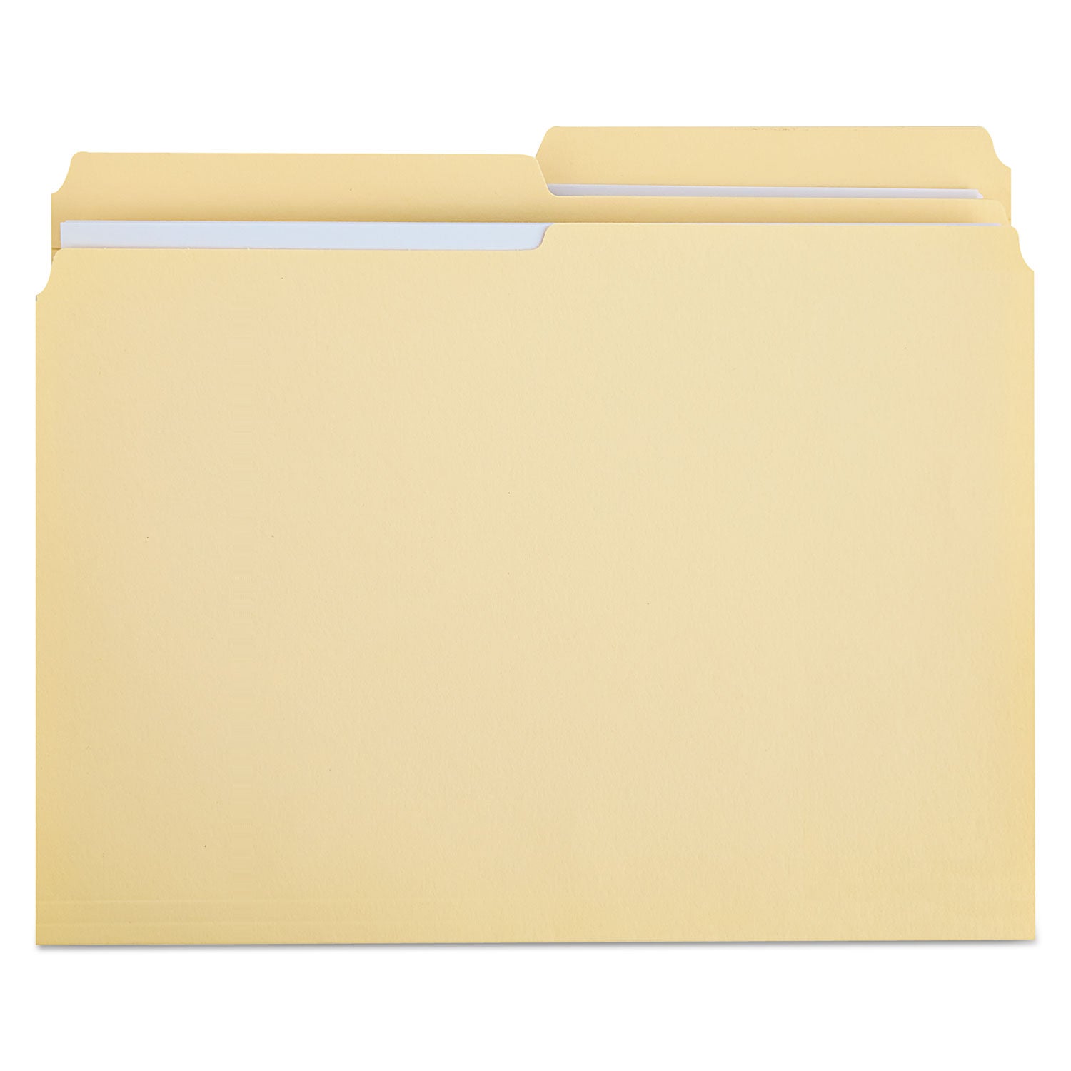 Double-Ply Top Tab Manila File Folders, 1/2-Cut Tabs: Assorted, Letter Size, 0.75" Expansion, Manila, 100/Box - 