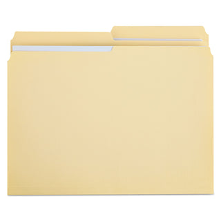 Double-Ply Top Tab Manila File Folders, 1/2-Cut Tabs: Assorted, Letter Size, 0.75" Expansion, Manila, 100/Box - 