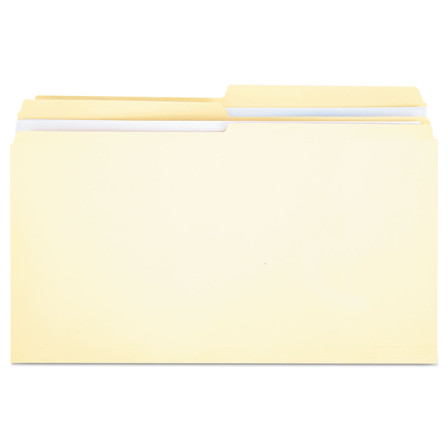 Double-Ply Top Tab Manila File Folders, 1/2-Cut Tabs: Assorted, Legal Size, 0.75" Expansion, Manila, 100/Box - 