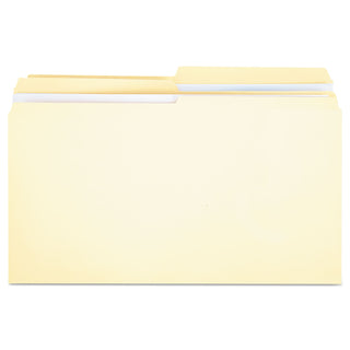 Double-Ply Top Tab Manila File Folders, 1/2-Cut Tabs: Assorted, Legal Size, 0.75" Expansion, Manila, 100/Box - 