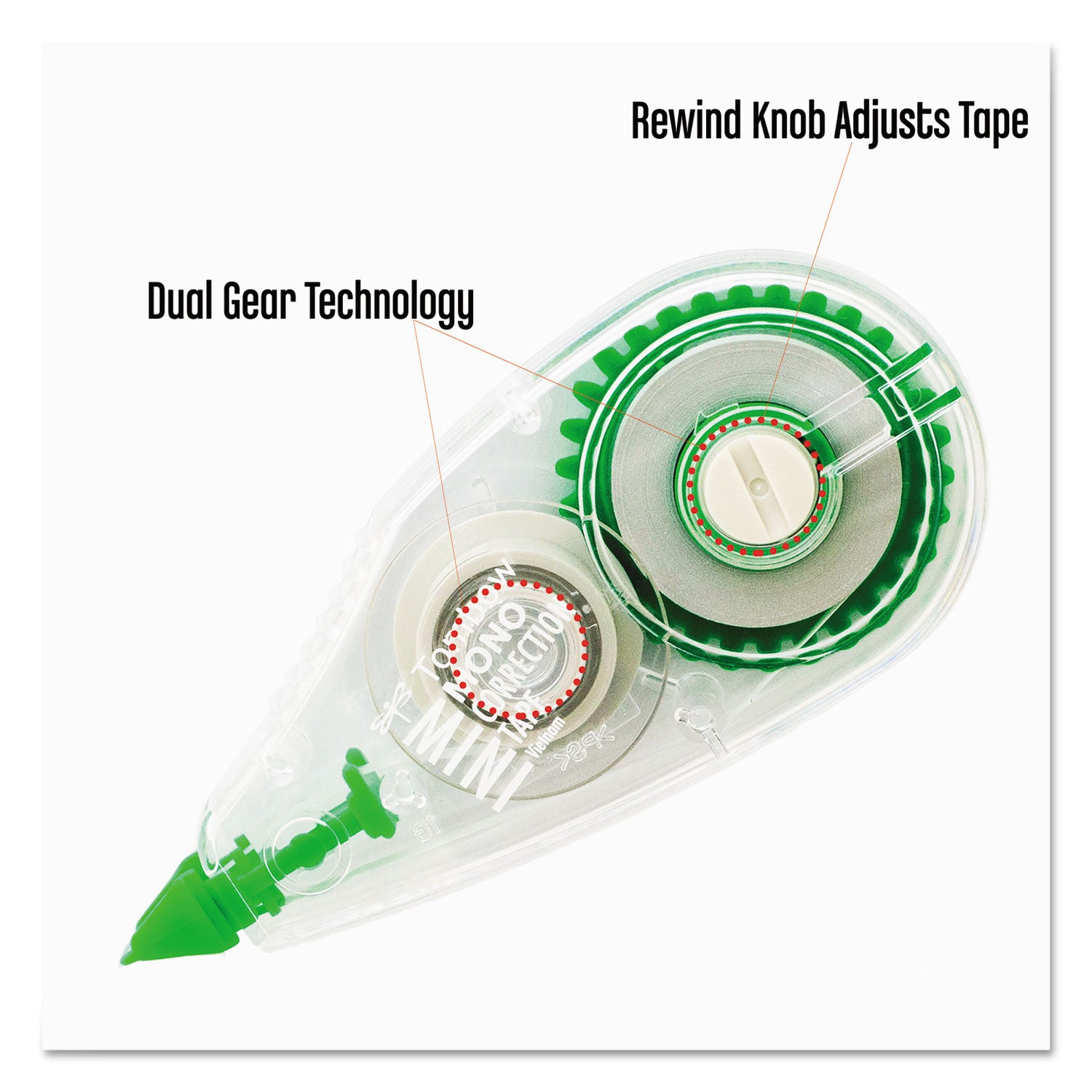 MONO Mini Correction Tape, Non-Refillable, Clear Applicator, 0.17" x 315", 10/Pack - 
