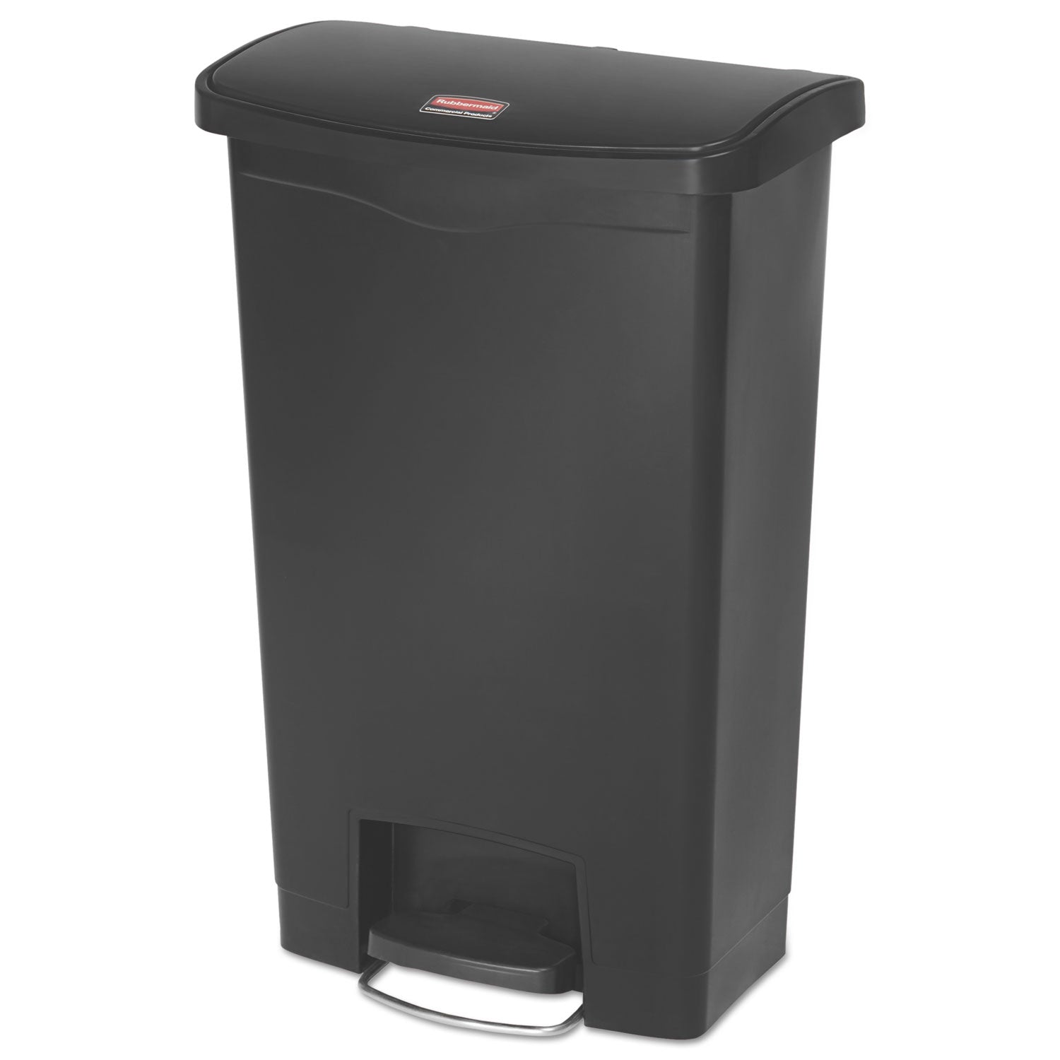 Slim Jim Streamline Resin Step-On Container, Front Step Style, 13 gal, Polyethylene, Black