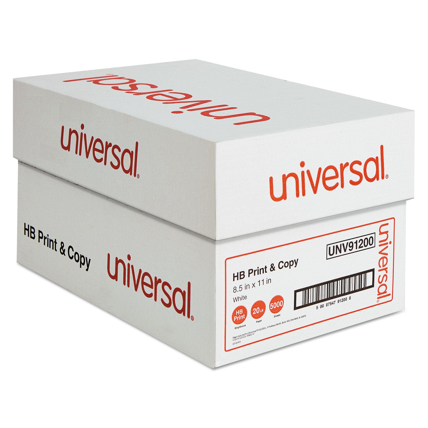 High-Bright Multipurpose Paper, 20 lb Bond Weight, 8.5 x 11, White, 500 Sheets/Ream, 10 Reams/Carton, 40 Cartons/Pallet