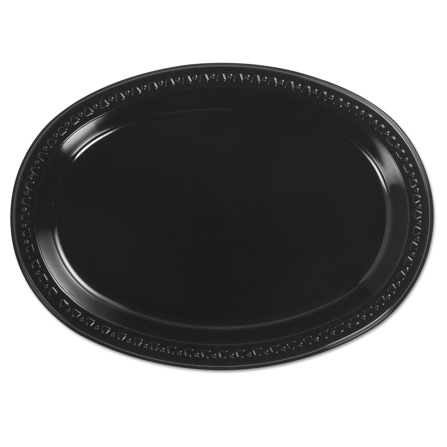 Heavyweight Plastic Platters, 8 x 11, Black, 125/Bag, 4 Bag/Carton - 