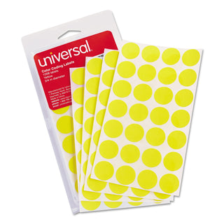 Self-Adhesive Removable Color-Coding Labels, 0.75" dia, Yellow, 28/Sheet, 36 Sheets/Pack - 