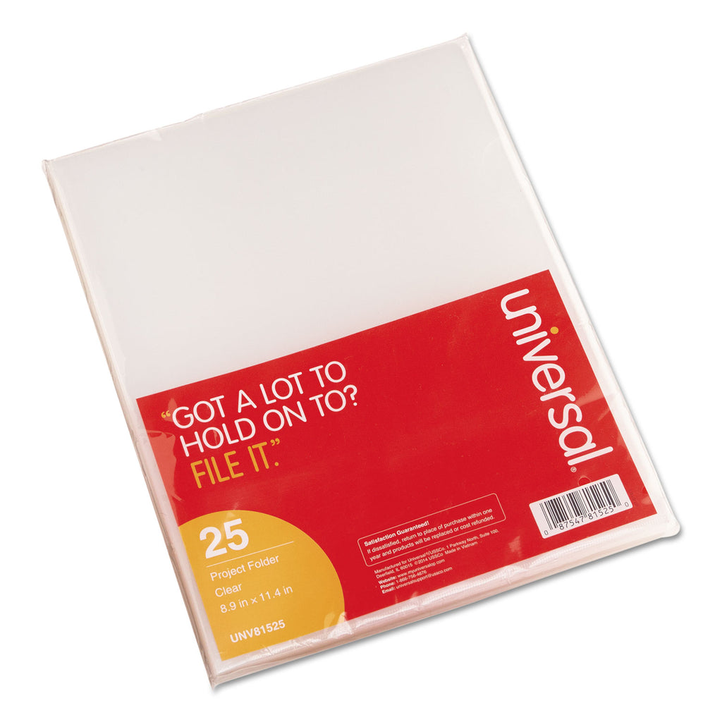 Project Folders, Letter Size, Clear, 25/Pack - 