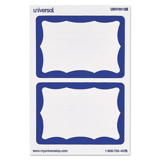 Border-Style Self-Adhesive Name Badges, 3 1/2 x 2 1/4, White/Blue, 100/Pack - 