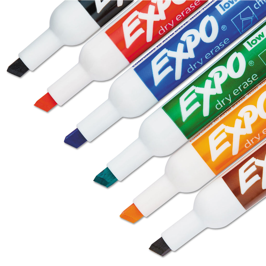 Low-Odor Dry Erase Marker and Organizer Kit, Broad Chisel Tip, Assorted Colors, 6/Set