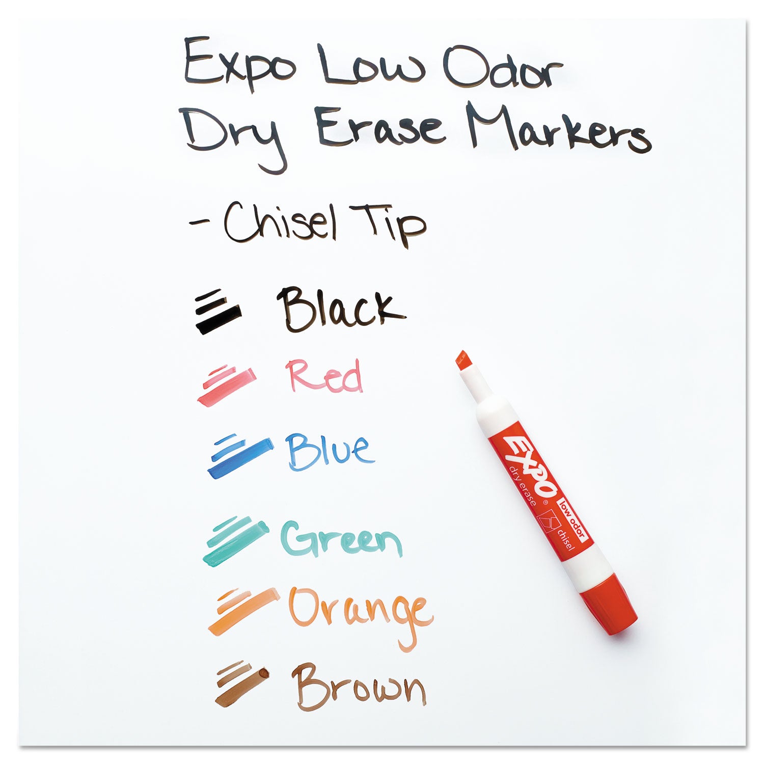 Low-Odor Dry Erase Marker and Organizer Kit, Broad Chisel Tip, Assorted Colors, 6/Set - 