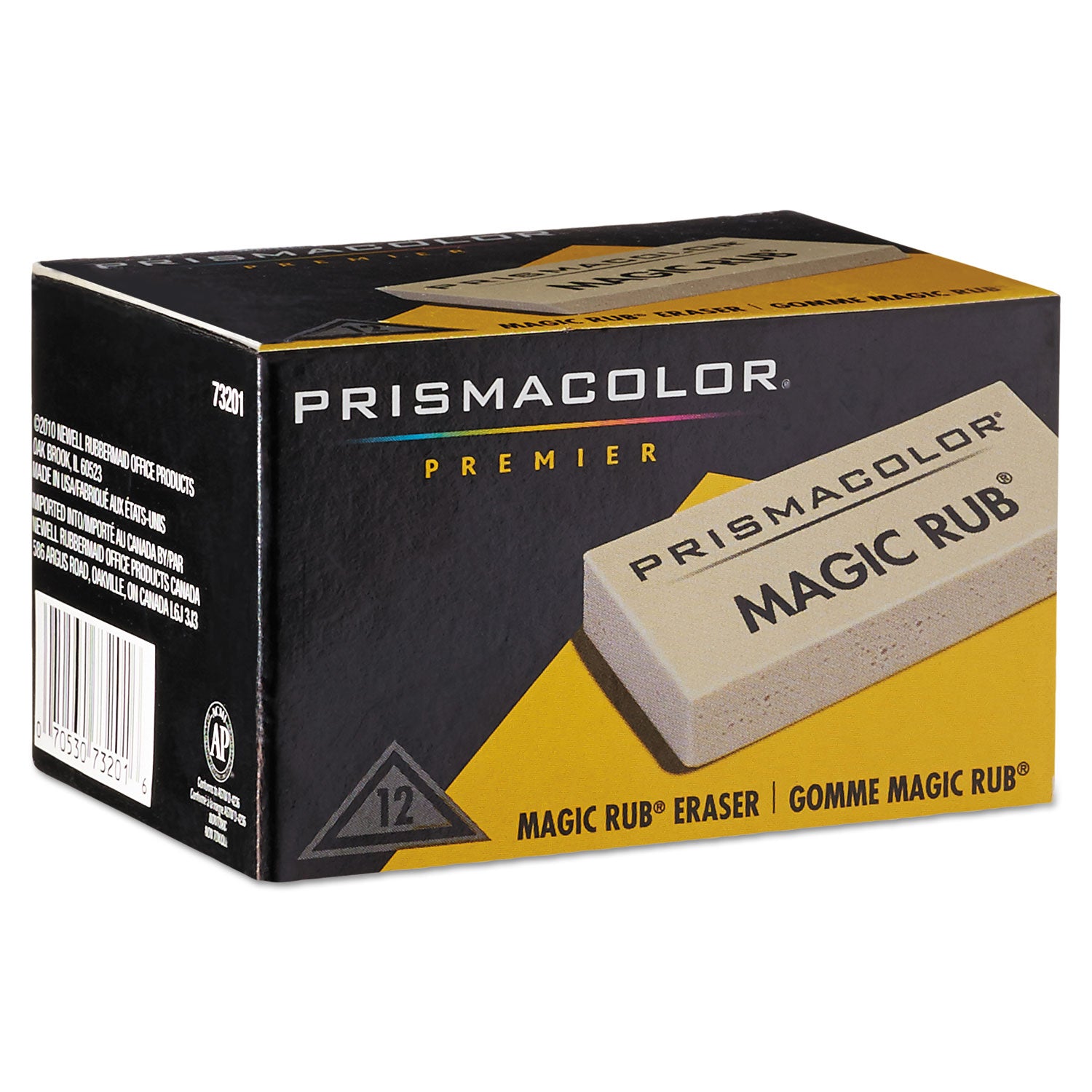 MAGIC RUB Eraser, For Pencil/Ink Marks, Rectangular Block, Medium, Off White, Dozen - 