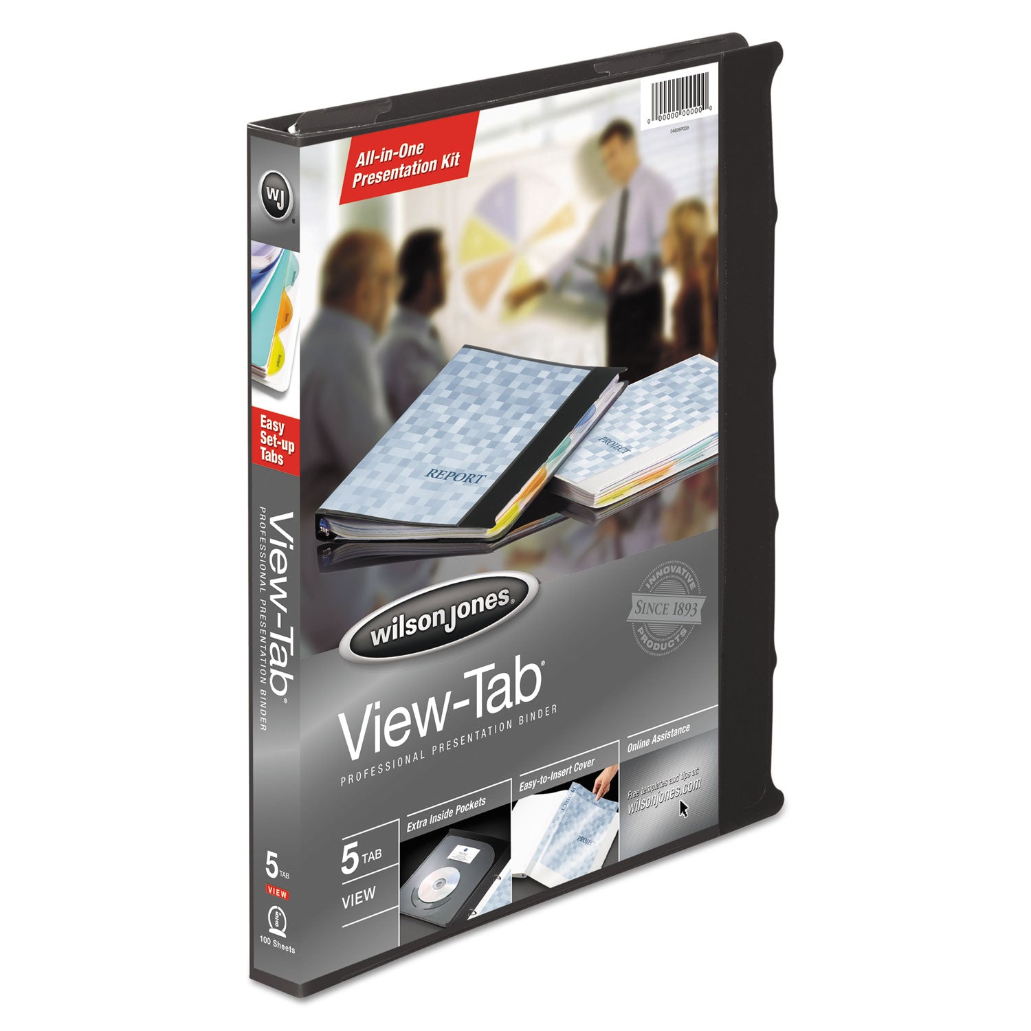 View-Tab Presentation Round Ring View Binder With Tabs, 3 Rings, 0.63" Capacity, 11 x 8.5, Black - 