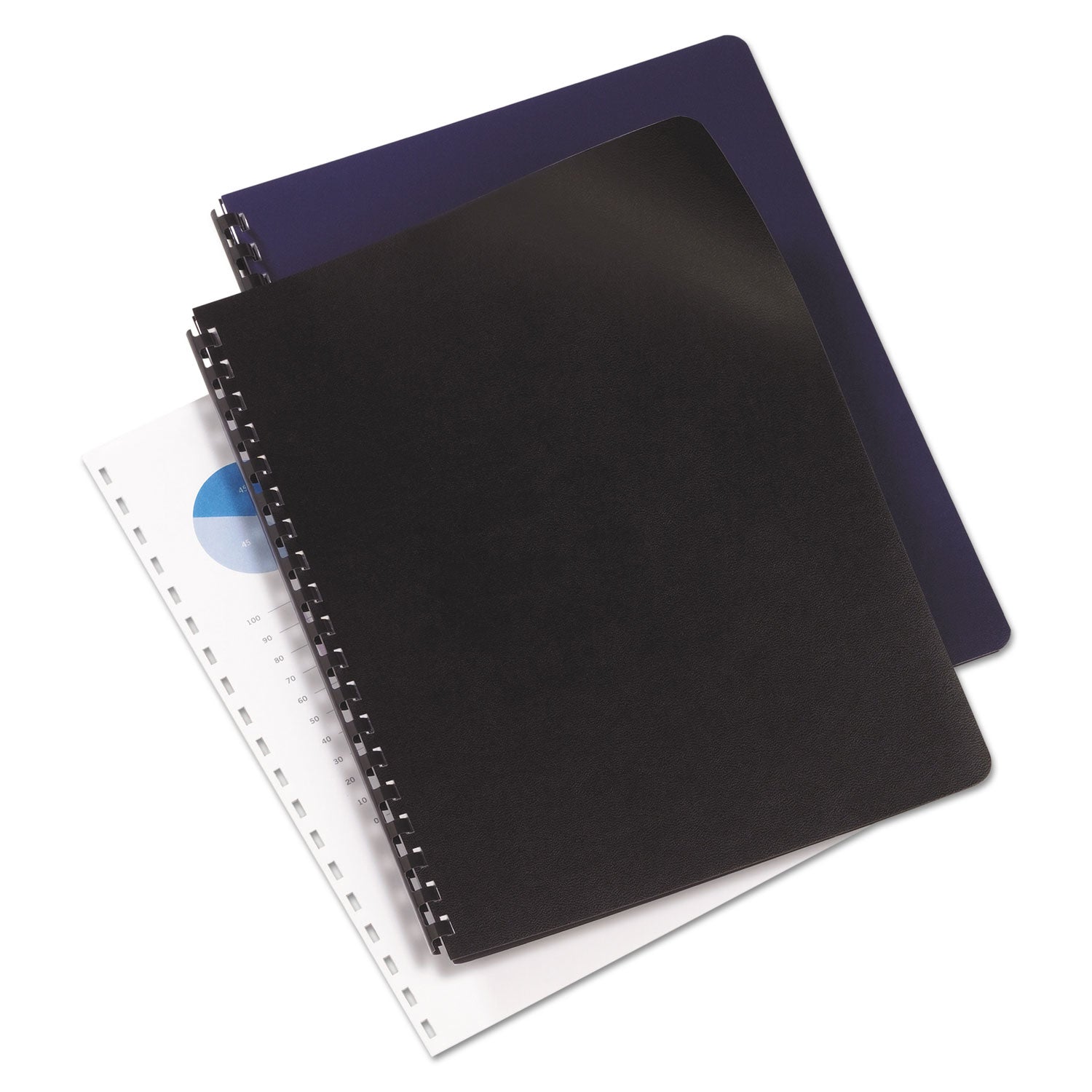 Leather-Look Presentation Covers for Binding Systems, Black, 11.25 x 8.75, Unpunched, 50 Sets/Pack