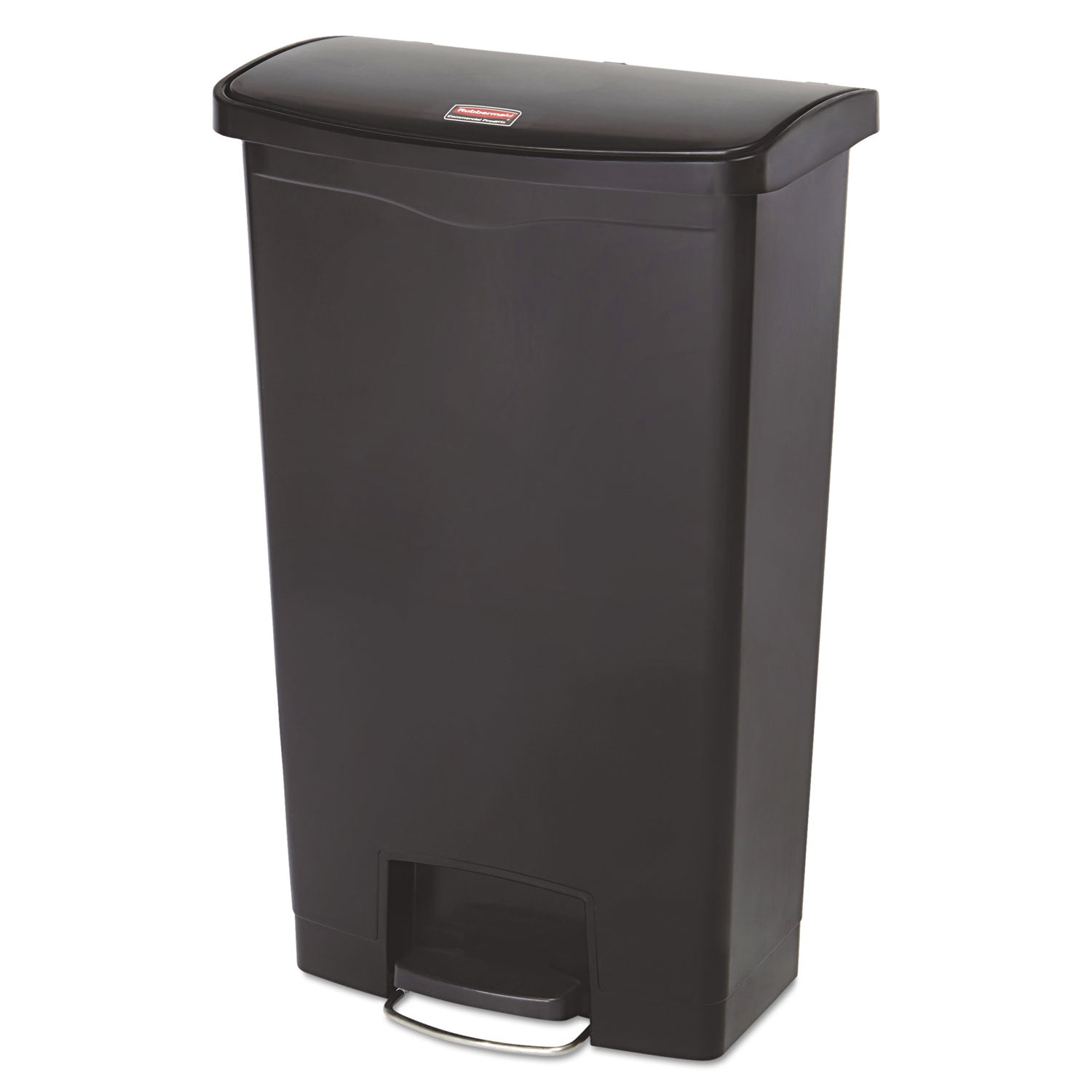 Slim Jim Streamline Resin Step-On Container, Front Step Style, 18 gal, Polyethylene, Black