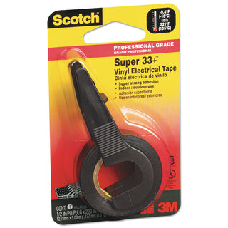 Super 33+ Vinyl Electrical Tape with Dispenser, 1" Core, 0.5" x 5.5 yds, Black - 