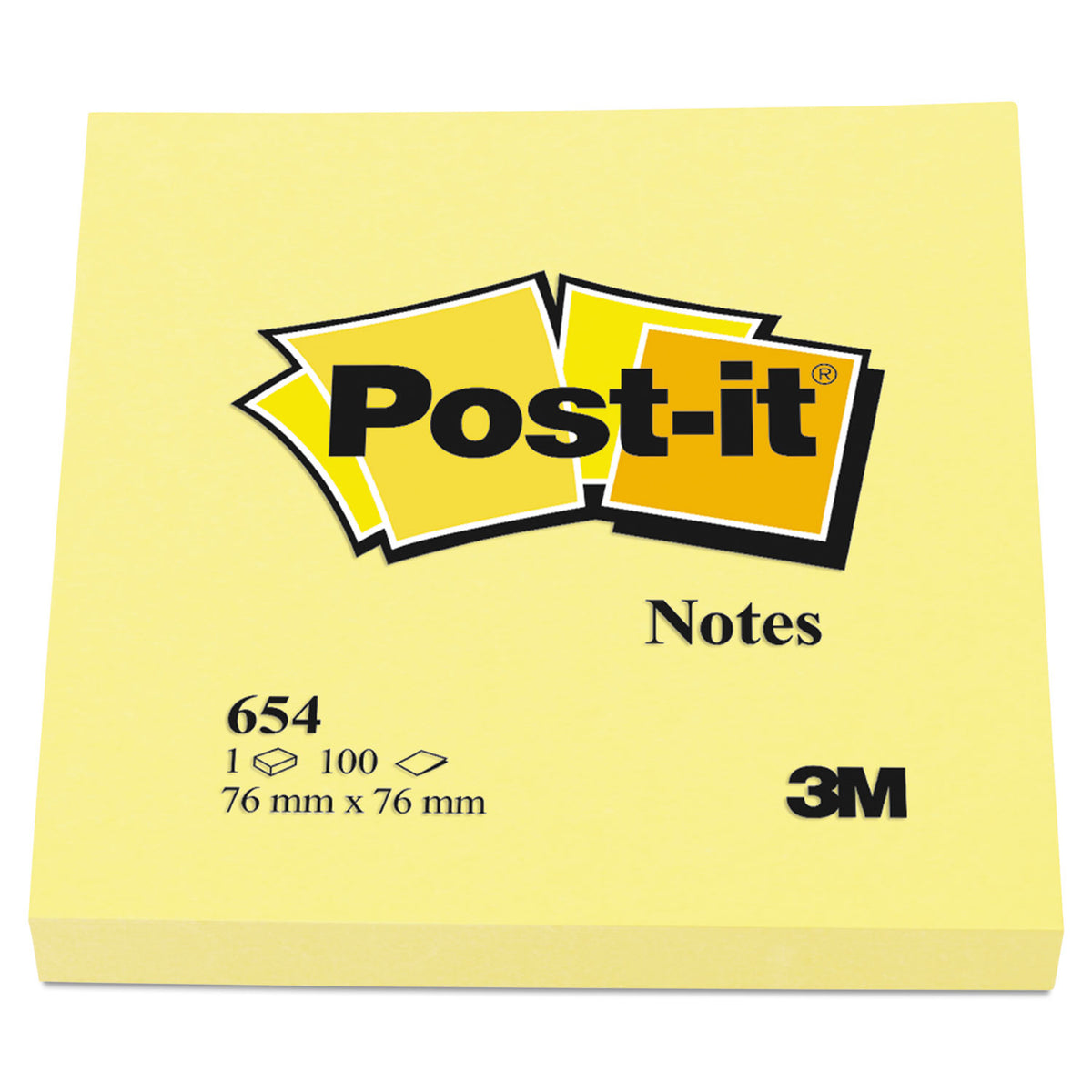 Original Pads in Canary Yellow, 3" x 3", 100 Sheets/Pad, 12 Pads/Pack