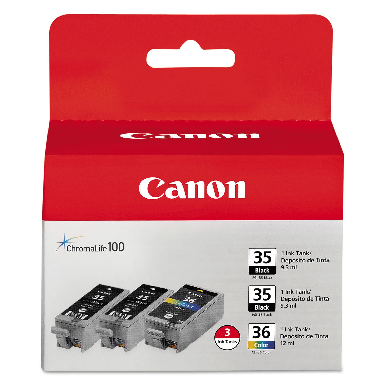 1509B007 (CLI-36) Ink, Black/Tri-Color, 3/Pack