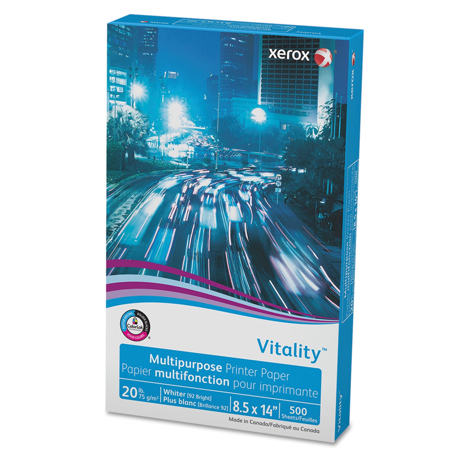 Vitality Multipurpose Print Paper, 92 Bright, 20 lb Bond Weight, 8.5 x 14, White, 500/Ream - 