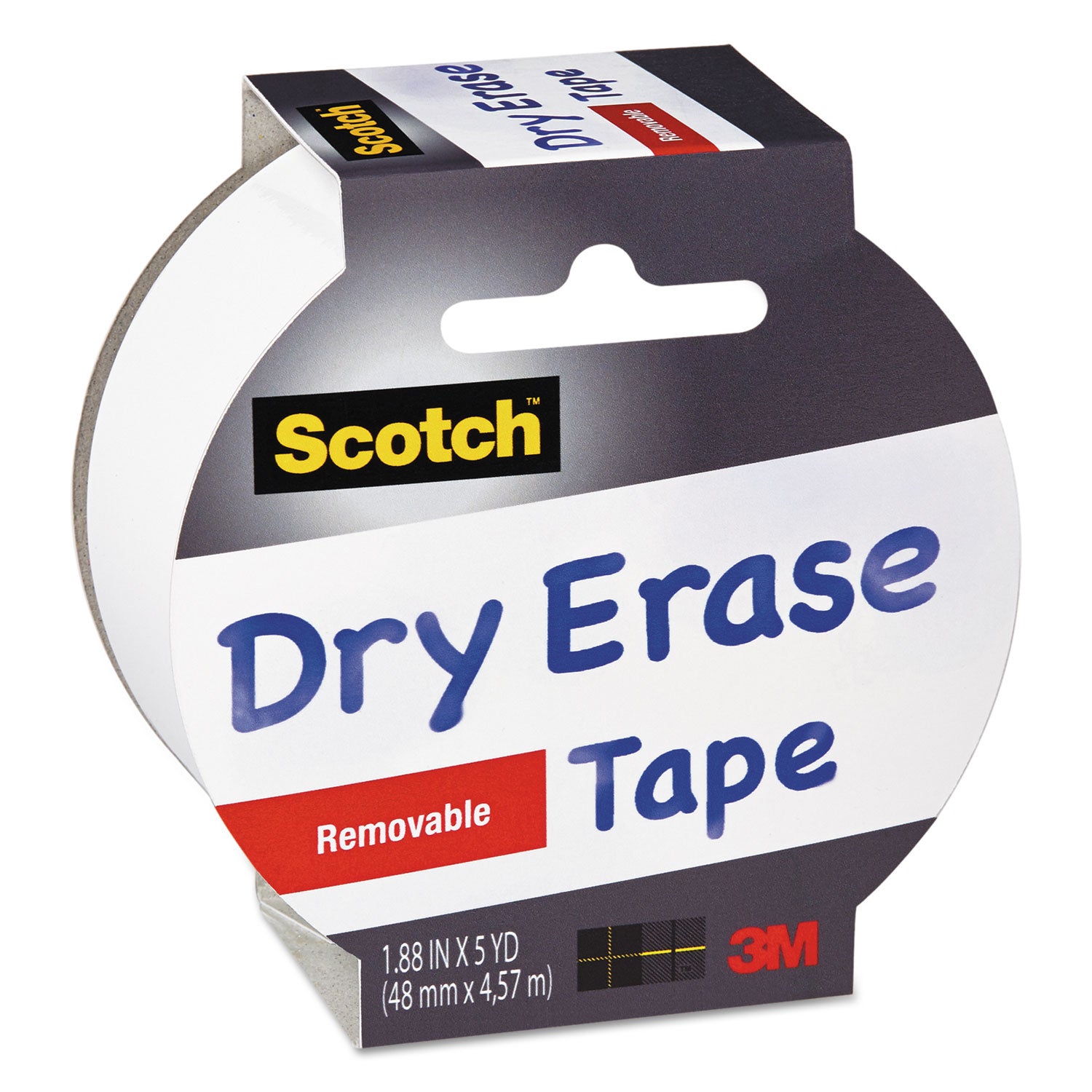 Dry Erase Tape, 3" Core, 1.88" x 5 yds, White - 