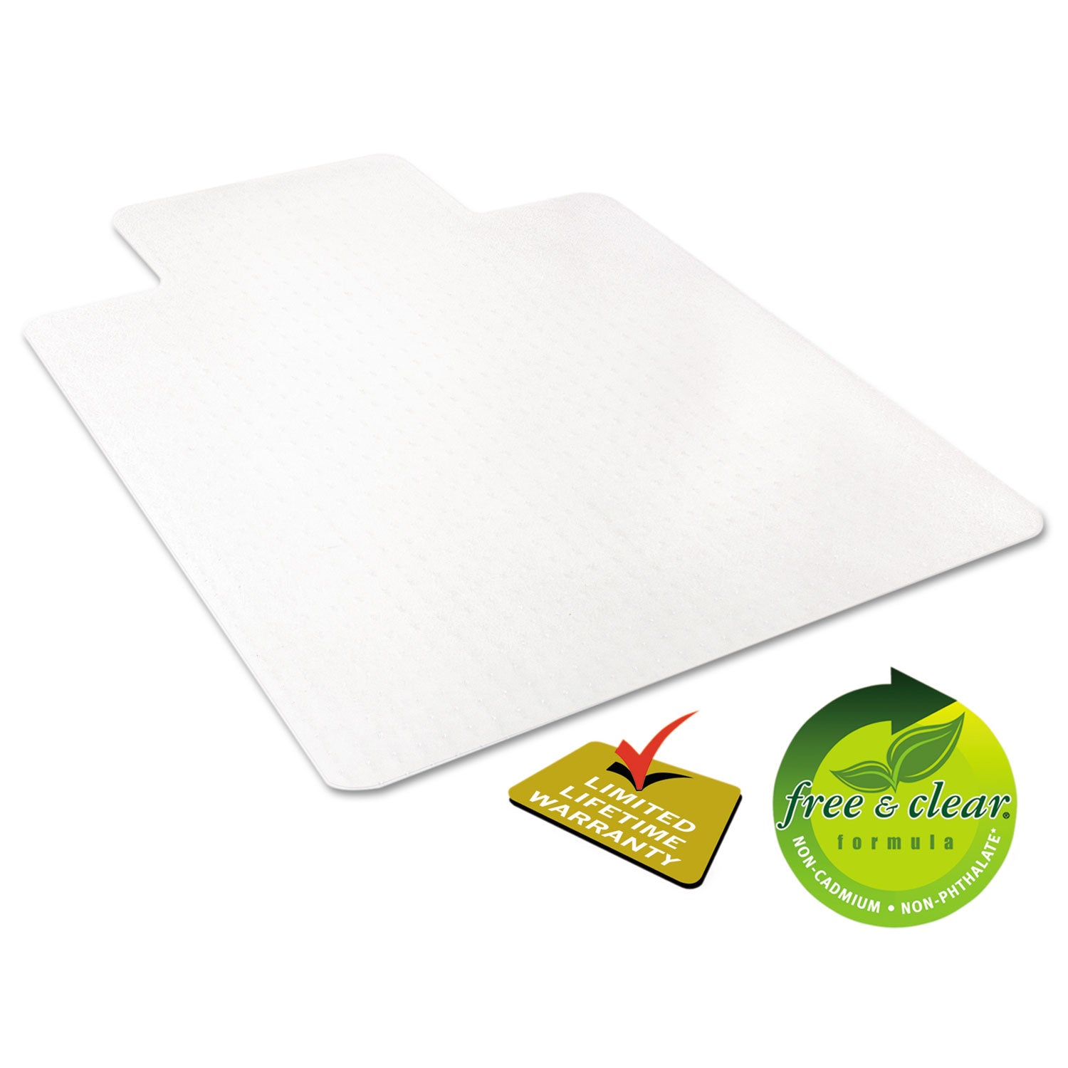 EconoMat Occasional Use Chair Mat, Low Pile Carpet, Flat, 36 x 48, Lipped, Clear - 