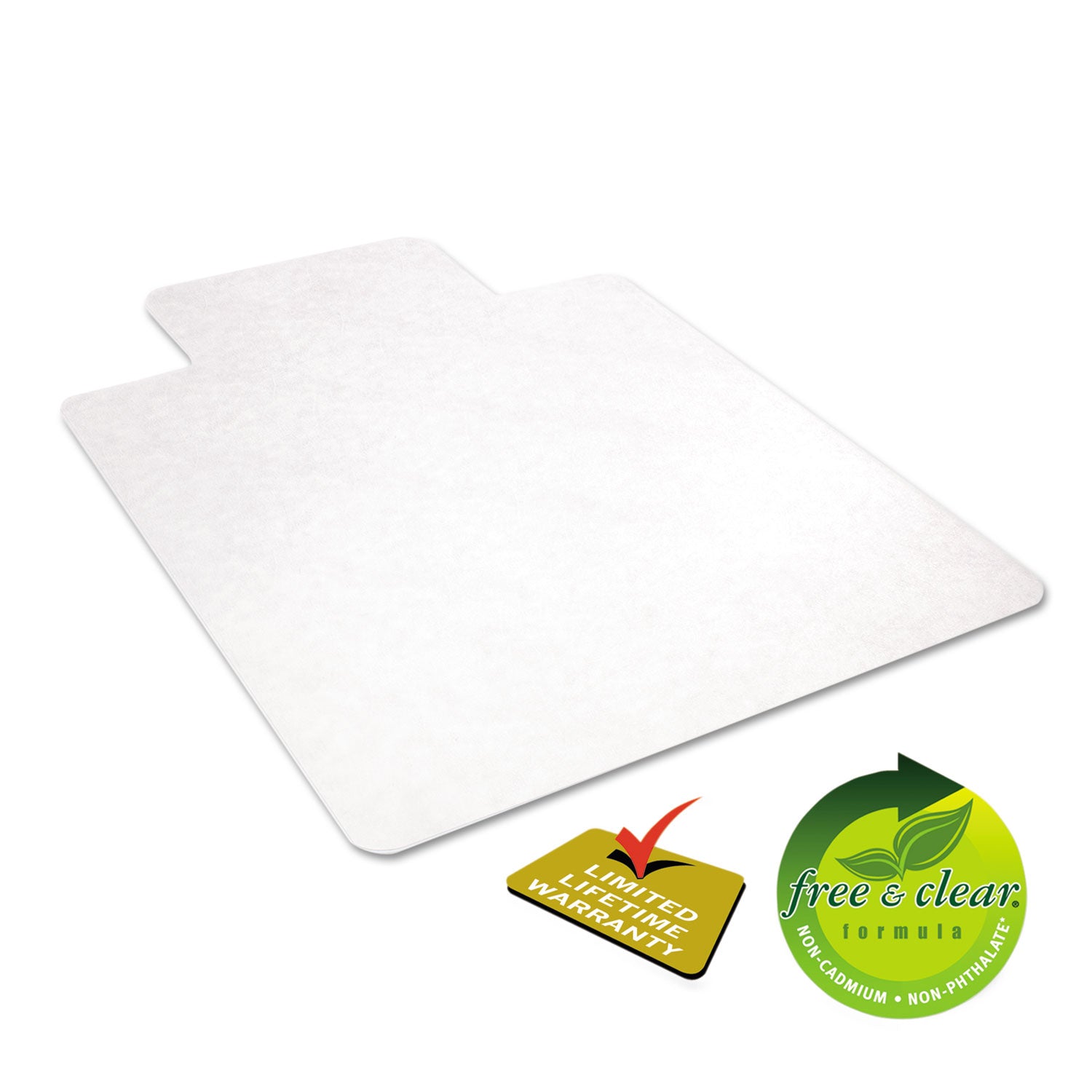 EconoMat All Day Use Chair Mat for Hard Floors, Flat Packed, 36 x 48, Lipped, Clear - 