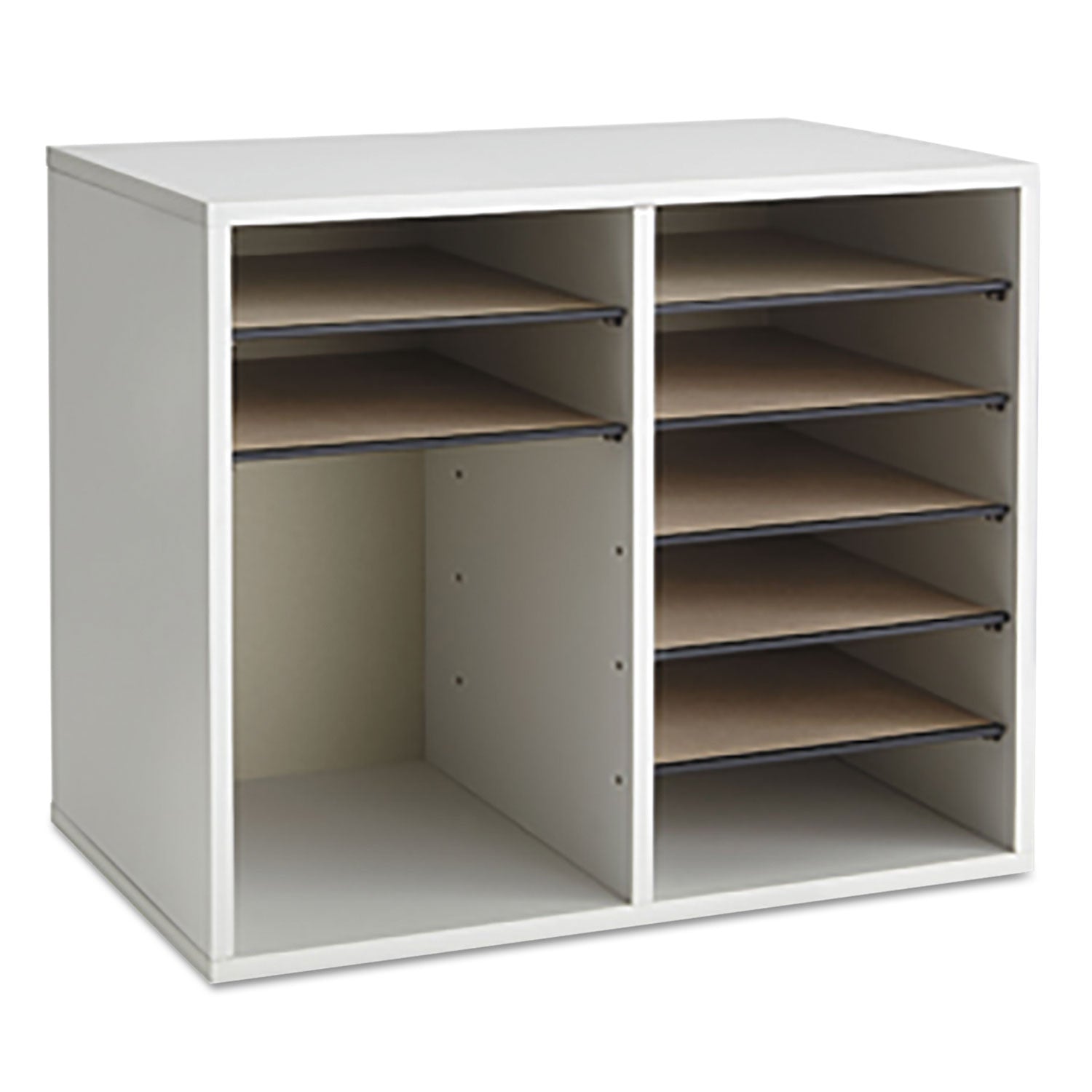 Fiberboard Literature Sorter, 12 Compartments, 19.63 x 11.88 x 16.13, Gray - 