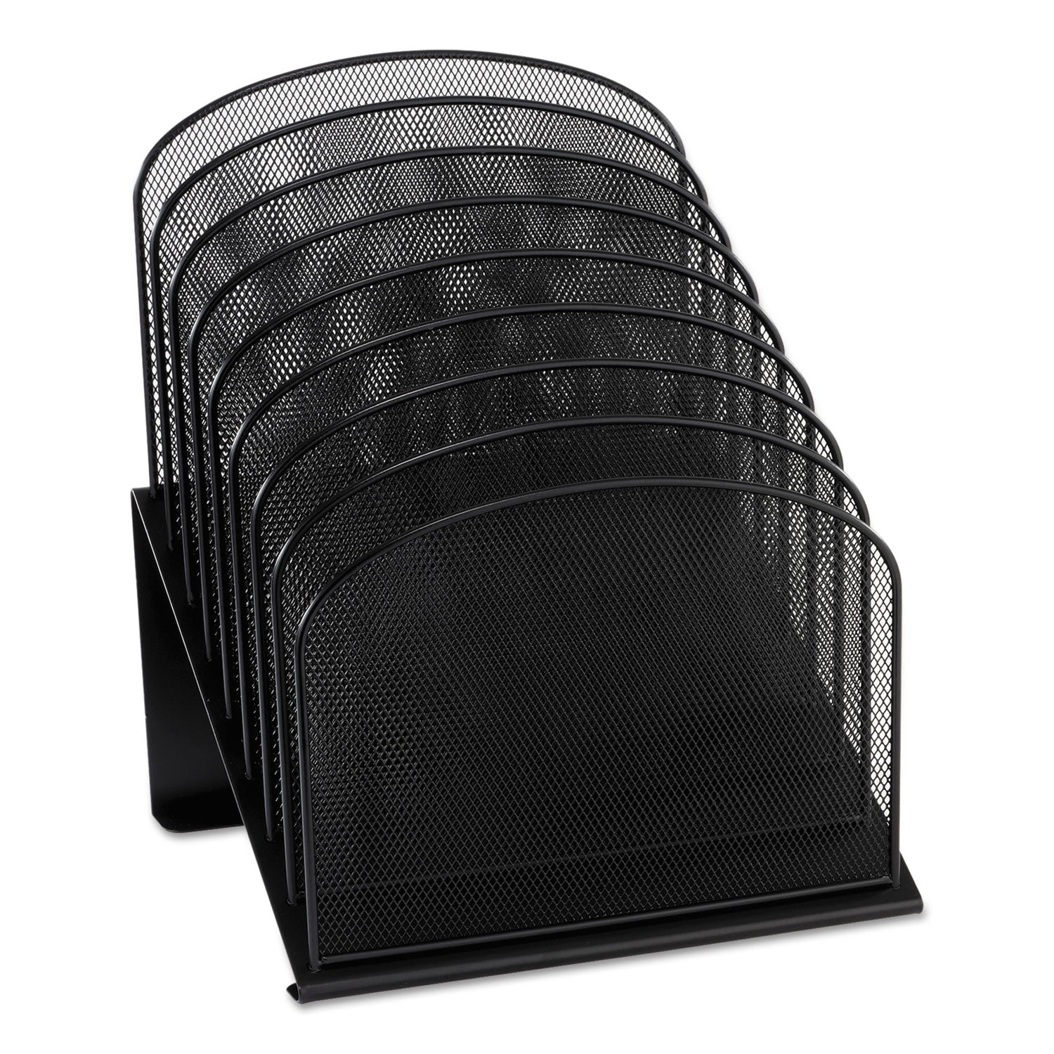 Onyx Mesh Desk Organizer with Tiered Sections, 8 Sections, Letter to Legal Size Files, 11.75" x 10.75" x 14", Black - 