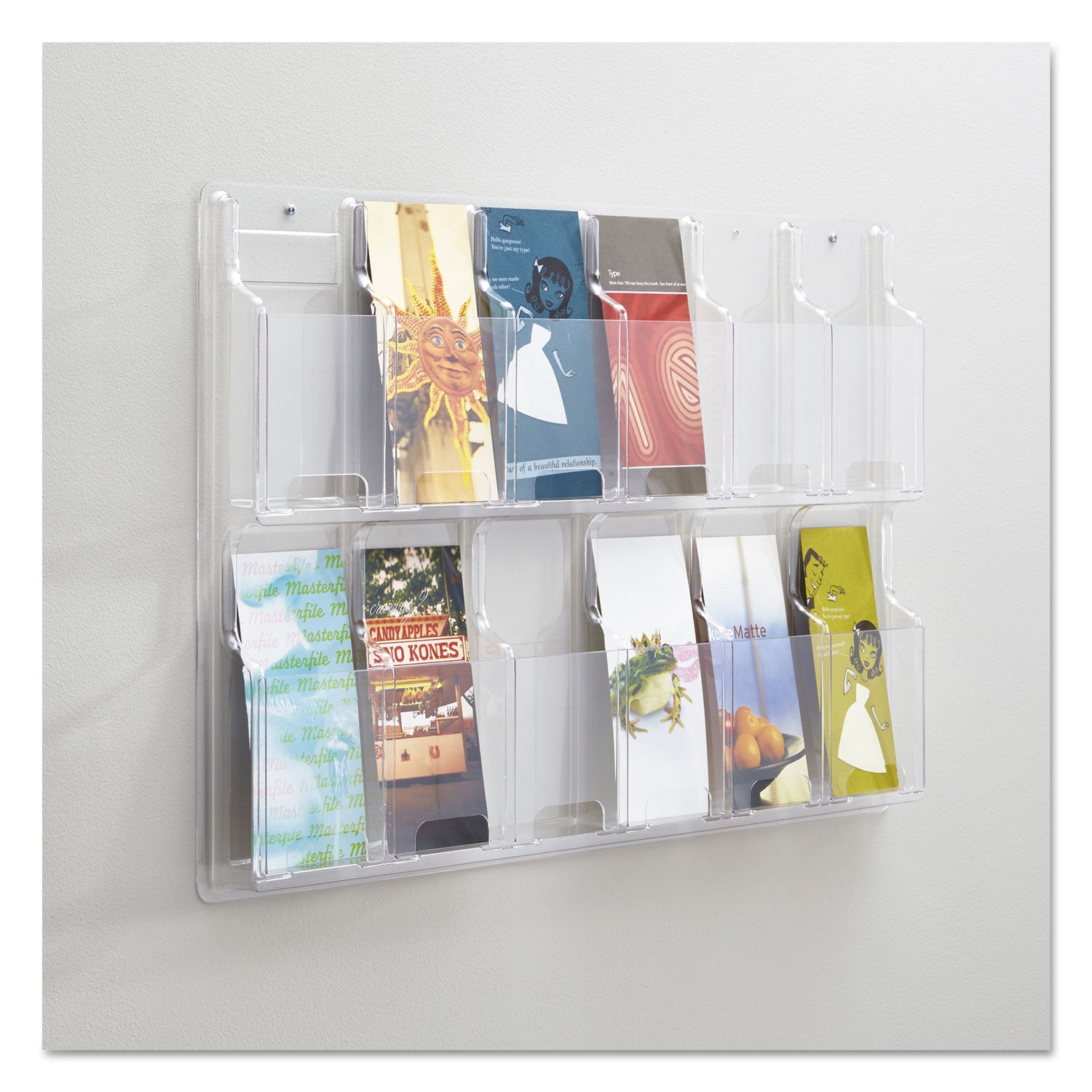 Reveal Clear Literature Displays, 12 Compartments, 30w x 2d x 20.25h, Clear - 