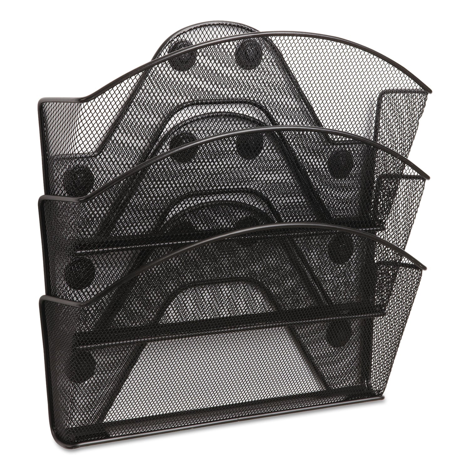 Onyx Magnetic Mesh Panel Accessories, 3 File Pocket, 13 x 4.25 x 13.5. Black