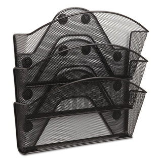 Onyx Magnetic Mesh Panel Accessories, 3 File Pocket, 13 x 4.25 x 13.5. Black