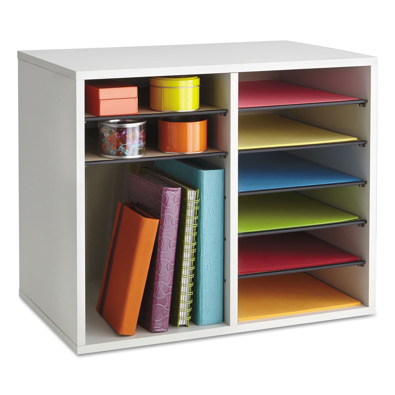 Fiberboard Literature Sorter, 12 Compartments, 19.63 x 11.88 x 16.13, Gray - 