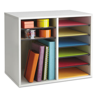 Fiberboard Literature Sorter, 12 Compartments, 19.63 x 11.88 x 16.13, Gray - 