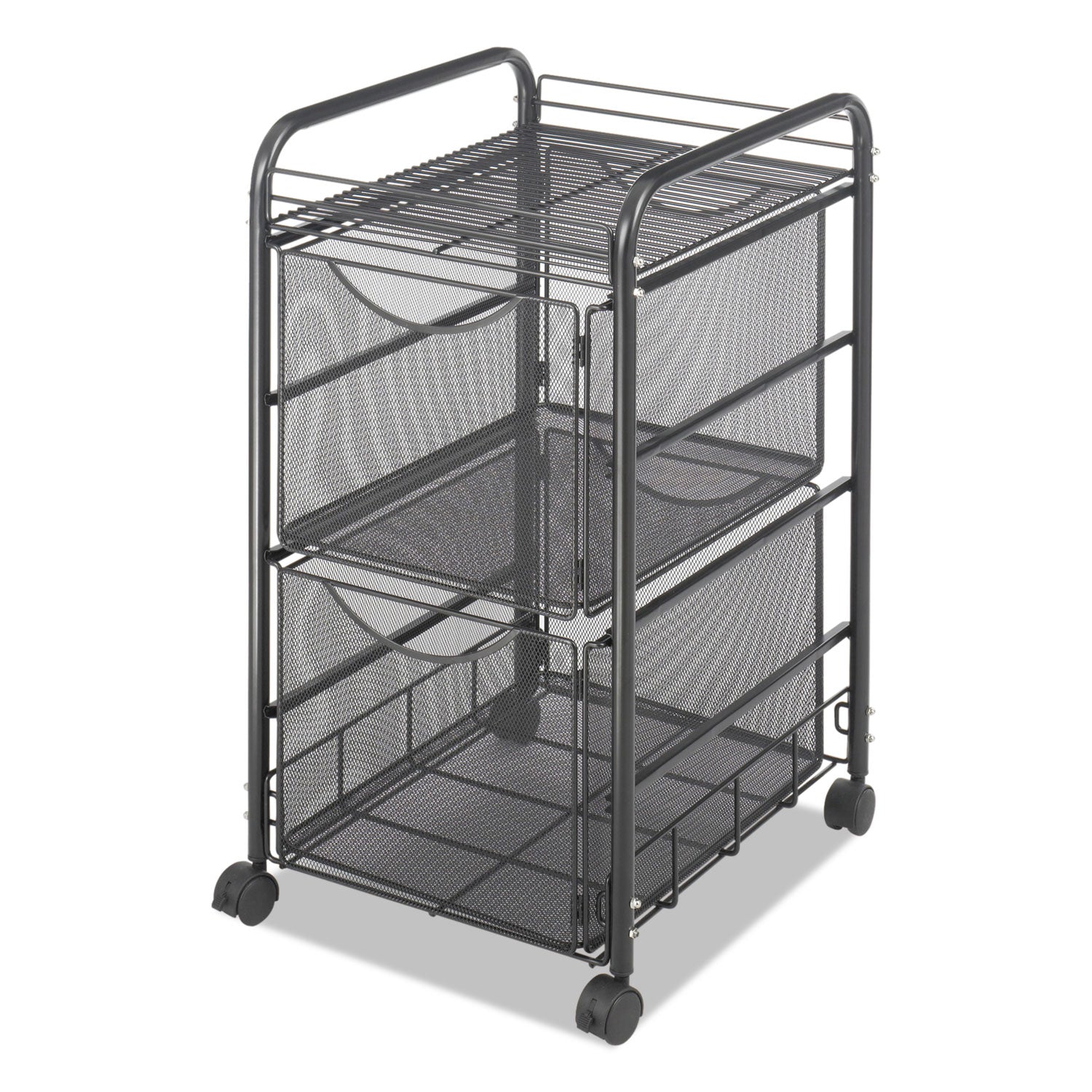 Safco Onyx Double Mesh Mobile File Cart - 2 Shelf - 2 Drawer - 4 Casters - 1.50" Caster Size - x 15.8" Width x 17" Depth x 27" Height - Black Steel Frame - Black - 1 Each - 2