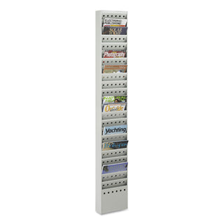Steel Magazine Rack, 23 Compartments, 10w x 4d x 65.5h, Gray - 