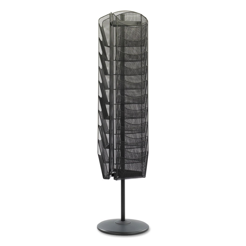 Onyx Mesh Rotating Magazine Display, 30 Compartments, 16.5w x 16.5d x 66h, Black - 