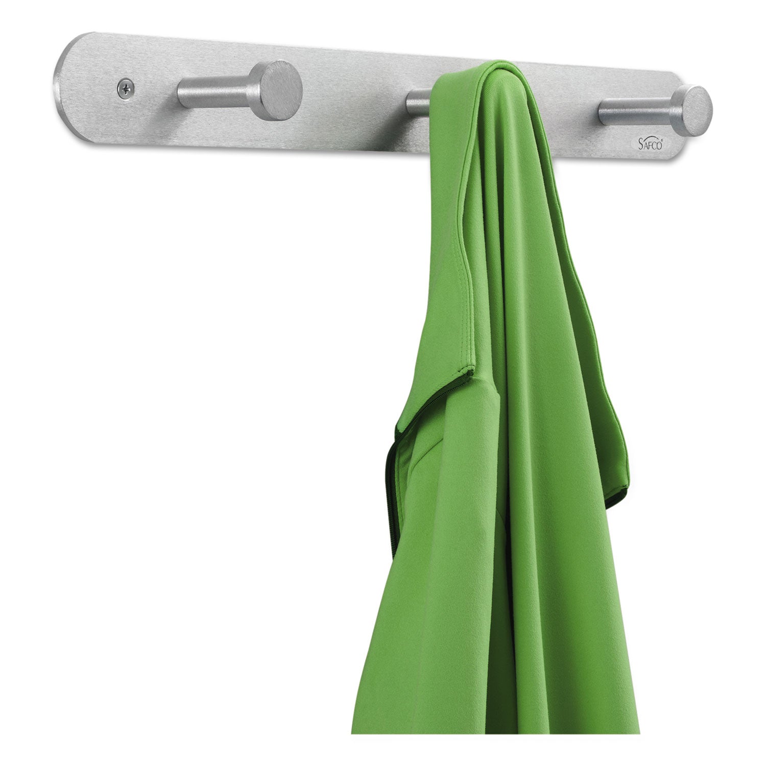 Nail Head Wall Coat Rack, Three Hooks, Metal, 18w x 2.75d x 2h, Satin - 