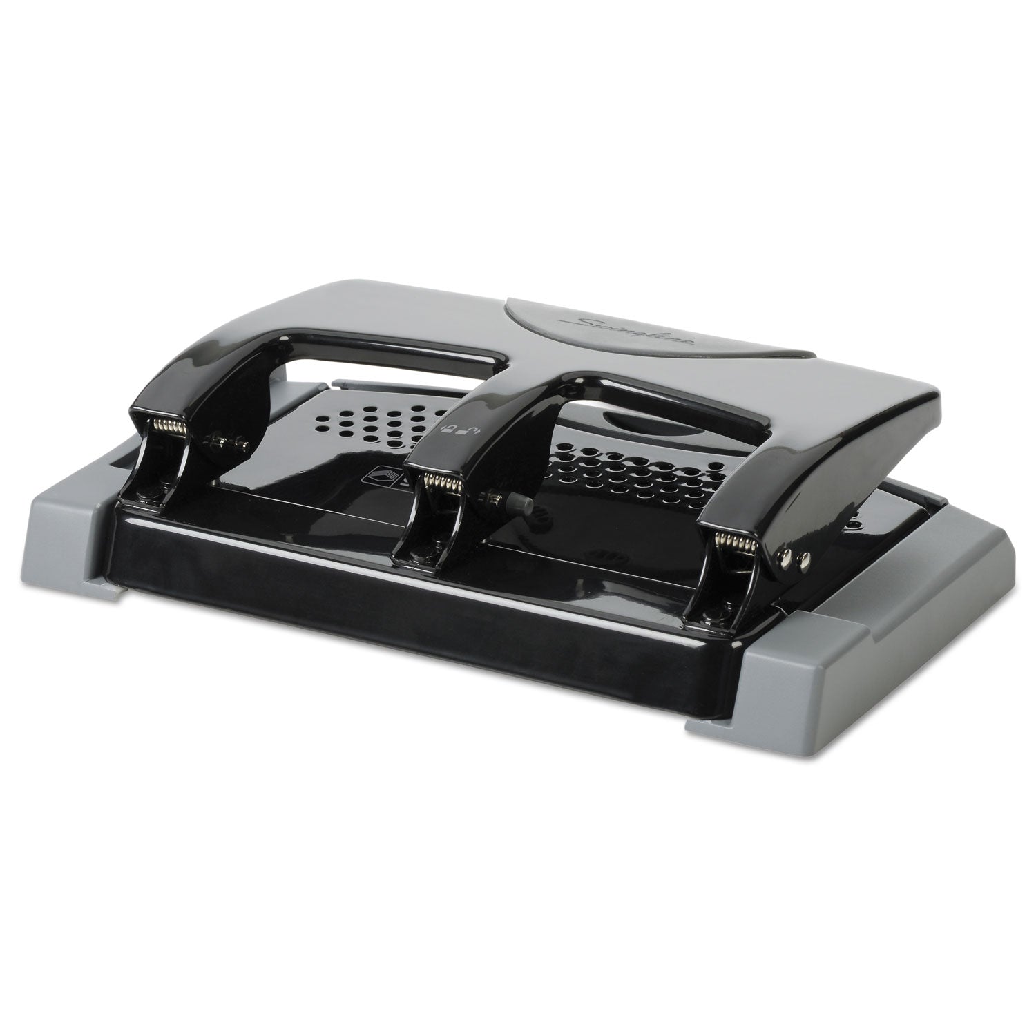 45-Sheet SmartTouch Three-Hole Punch, 9/32" Holes, Black/Gray - 