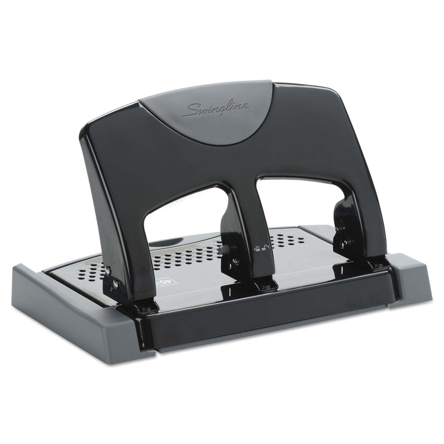 45-Sheet SmartTouch Three-Hole Punch, 9/32" Holes, Black/Gray - 