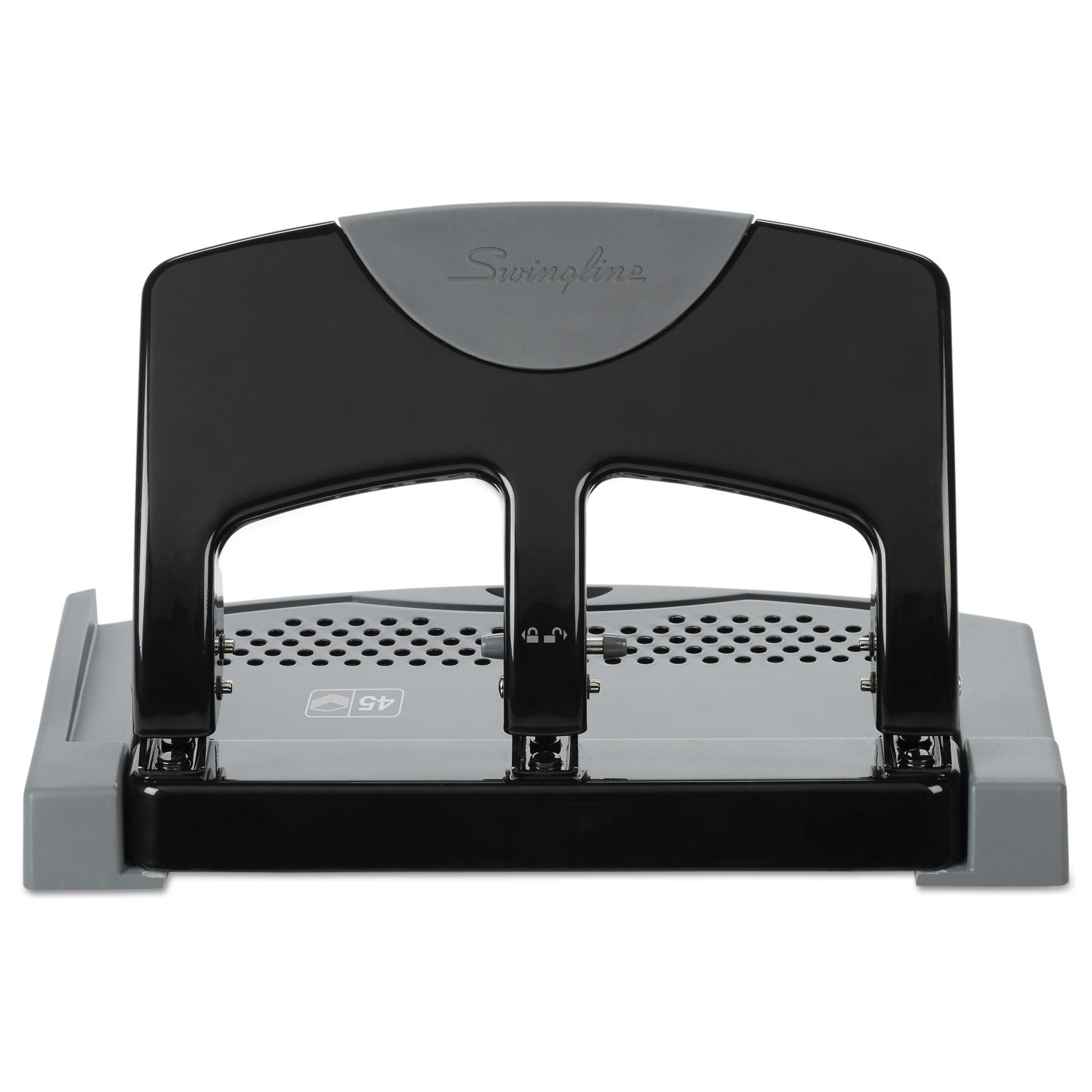 45-Sheet SmartTouch Three-Hole Punch, 9/32" Holes, Black/Gray - 